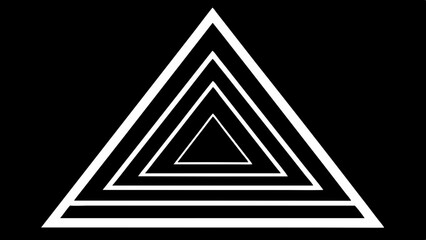 Concentric white triangles creating a geometric pattern against a black background
