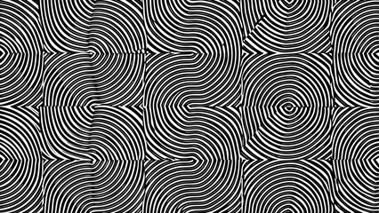 Abstract black and white curved lines pattern with optical illusion effect