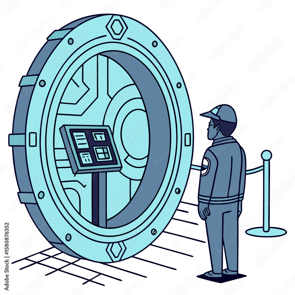 Fototapete neon light blue circle portal with electronics elements and wires are on a futuristic technology cir