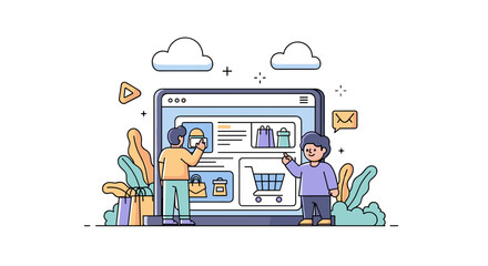 Online Shopping Concept Illustration E-commerce Design