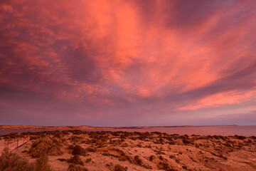 Coastal landscape in Peninsula Valdes at dusk, World Heritage Site, Patagonia Argentina