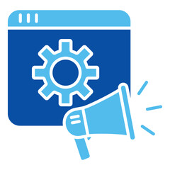 Digital Marketing Icons In Blue Style, Vector Illustration