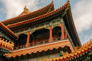 Naklejka premium Beijing, China- 5 may 2025 Yonghe Gong Buddhist Lama Temple in Beijing, China