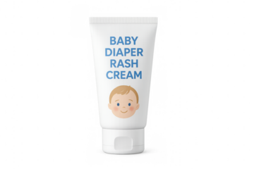 Baby diaper rash cream tube mockup on transparent background