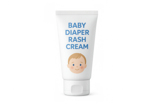Baby diaper rash cream tube mockup on transparent background