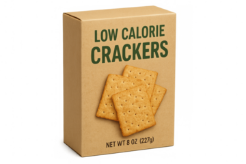 Low calorie crackers box with transparent background