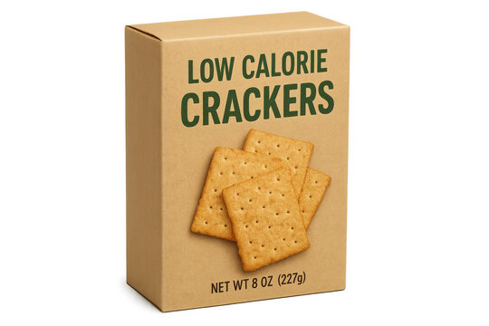 Low calorie crackers box with transparent background
