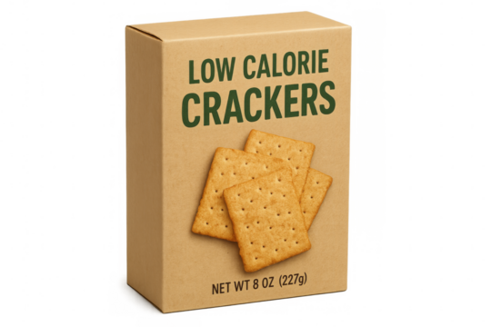 Low calorie crackers box with transparent background - Powered by Adobe