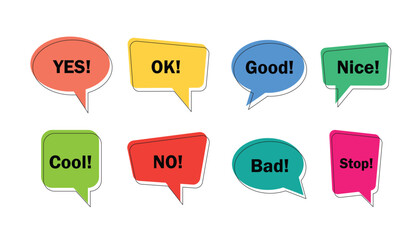 Flat Speech Bubbles Vector Set – Modern Communication Icons Featuring Chat Boxes, Dialog Balloons, and Message Containers for Apps, Social Media, and Web Interfaces on White Background”