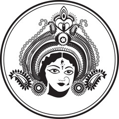 Goddess Durga’s face for Durga Puja and Navaratri. Perfect for use in cultural designs, spiritual art, and festival-themed projects.