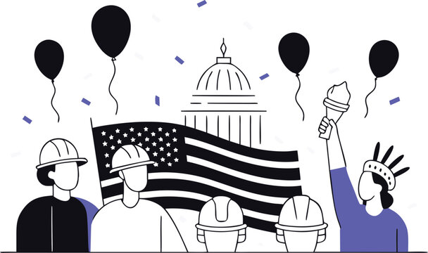 Commemorate american labor day with a festive and patriotic design featuring classic typography and bold colors for celebrations and events