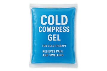 Cold compress gel pack relieving pain and swelling on transparent background