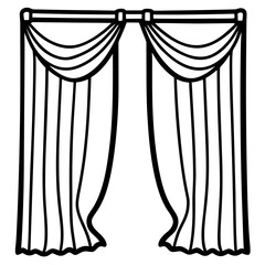 Elegant Window Curtains Vector Illustration