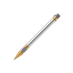 Sleek Silver Pen on Isolated Transparent Background