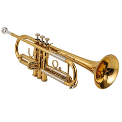 Obraz premium Golden Brass Trumpet with Valves on Transparent Background