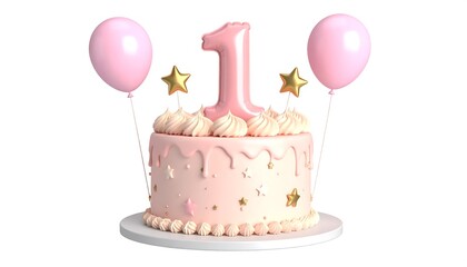 Pastel Balloon Cake with Whipped Swirls and Stars