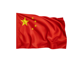 Waving China flag, red background with yellow stars, national symbol, China national flag flutter