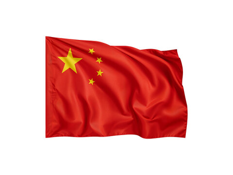 Waving China flag, red background with yellow stars, national symbol, China national flag flutter