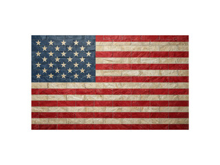 USA national flag painted on brick wall, vintage patriotic background, texture red white blue mural design, American flag