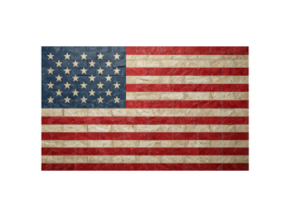 USA national flag painted on brick wall, vintage patriotic background, texture red white blue mural design, American flag