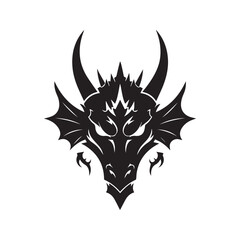 Dragon Head Silhouette Fierce Mythical Creature Vector Symbol