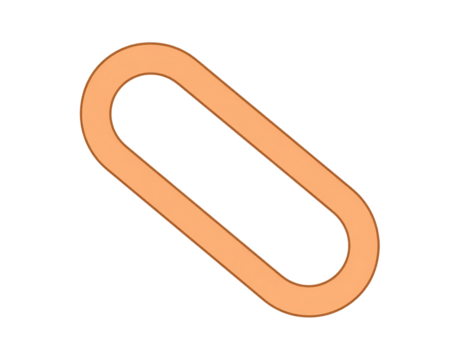 A simple clipart of an animated chain, a solid wooden link in the shape of two interl