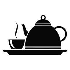 Teapot and Cup Flat Icon Silhouette vector.
