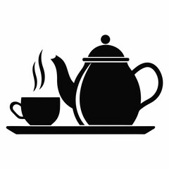 Teapot and Cup Flat Icon Silhouette vector.