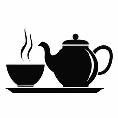 Teapot and Cup Flat Icon Silhouette vector.