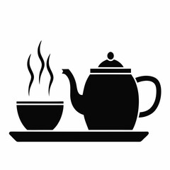 Teapot and Cup Flat Icon Silhouette vector.