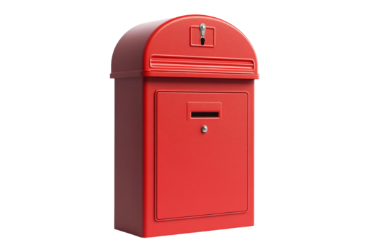 Red mailbox on white background, PNG
