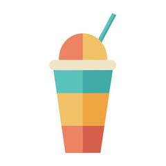 Vibrant flat design illustration of a delicious colorful milkshake with two straws perfect for summer drinks and treats