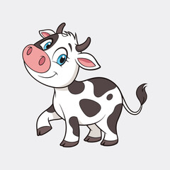 Friendly Farm Cow with Black Spots – Isolated Vector