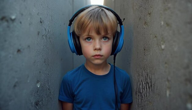 Autistic Child Boy in Narrow Hallway Video Footage Scene Depicting Sensory Overload and Social Isolation