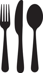 Spoon, knife, fork icon set, Dining silverware Silhouette
