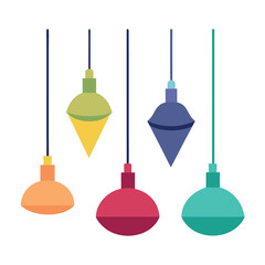 Naklejka premium Collection of four distinct flat design hanging light fixtures