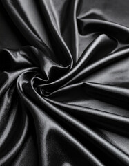 Obraz premium Black Wrinkled Cloth Texture with Directional Light.photo, crease, elegant, grey, image, luxury, material, rich, shiny, smooth, soft, sophisticated, stylish, wave, wrinkled, fabric, fold, sparkly, 