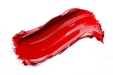 Red oil paint strokes on white background. PNG