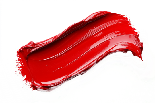 Red oil paint strokes on white background. PNG