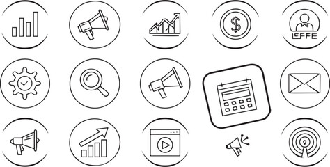 Marketing and Analytics Line Icons