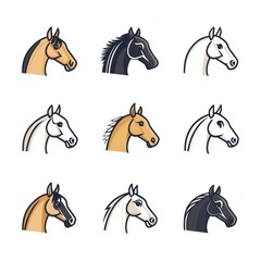 Profile views of various colored horses