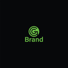 Modern Circular CG or G Monogram Logo with black background. 