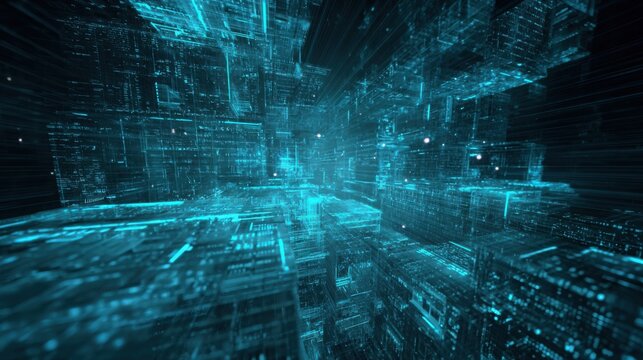 Digital Technology Network Data Cyberspace Futuristic Connectivity Abstract Grid Computing