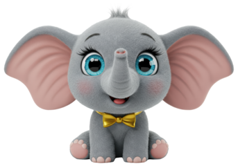 Isolated Cute Baby Elephant with Bow Tie