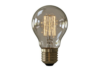 Isolated Vintage Style Light Bulb with Glowing Filament