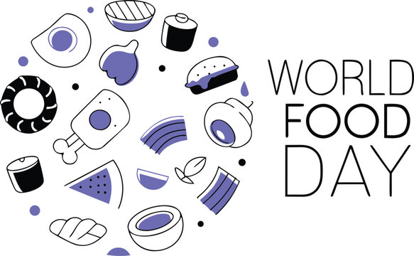 Celebrate global sustenance with a vibrant artistic depiction showcasing a rich assortment of diverse foods and culinary delights from around the planet