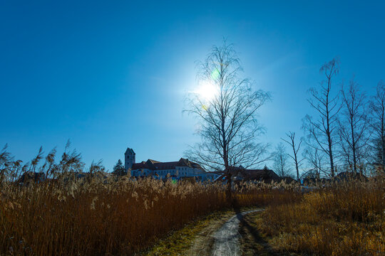 view to the old monastery at morning