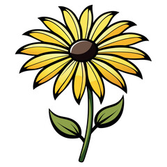 Fototapeta premium Black eyed susan flower outline graphic design element