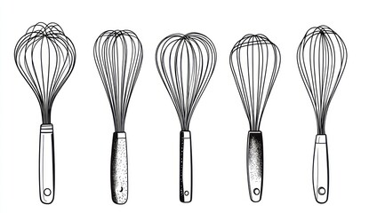 Five whisk illustrations
