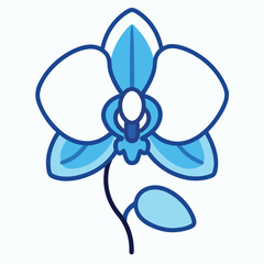 Fototapeta premium Elegant blue orchid line art illustration on a clean white background
